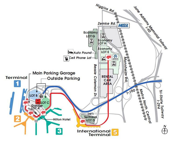 mapa lotniska O'Hare