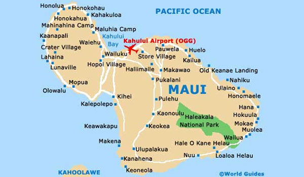 Maui mapa lotnisko