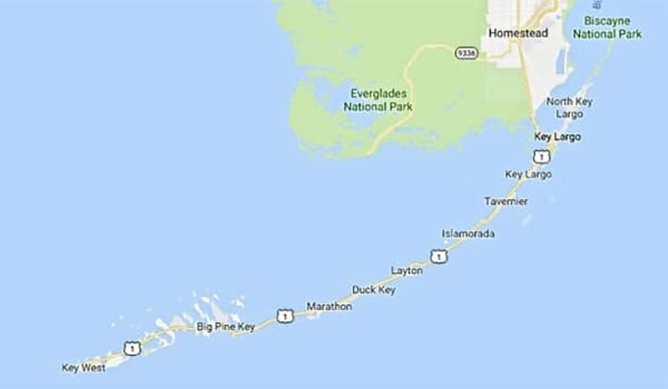 mapa Florida Keys