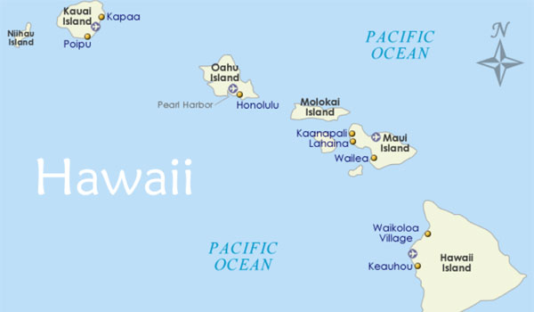 mapa Hawajów