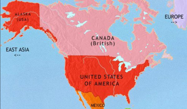 USA na mapie Ameryki Północnej