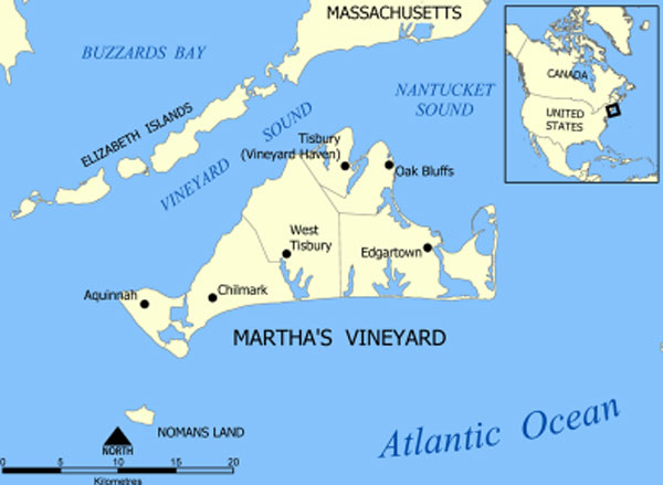 mapa Marthas Vineyard